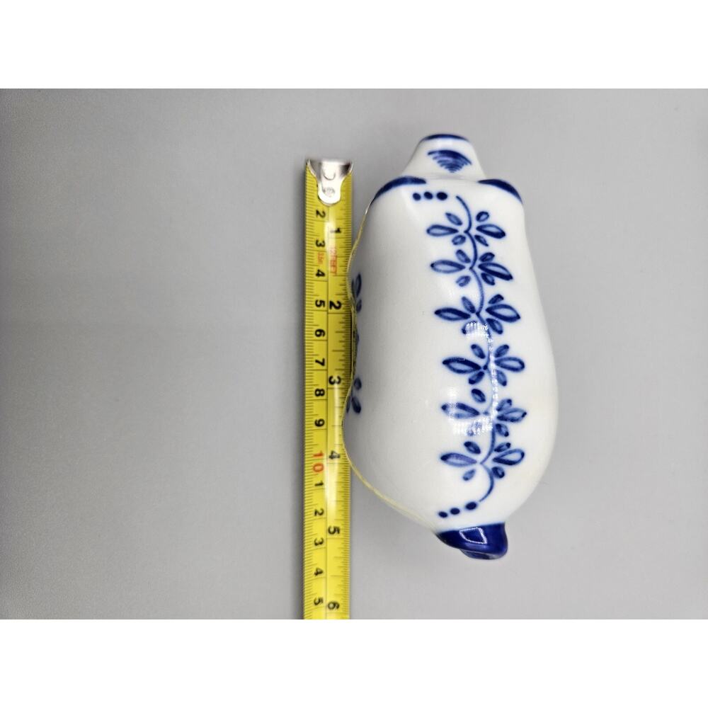 Blue And White Pig Figurine Open mouth Hand Painted Viana Do Castelo Portugal - Picture 7 of 9
